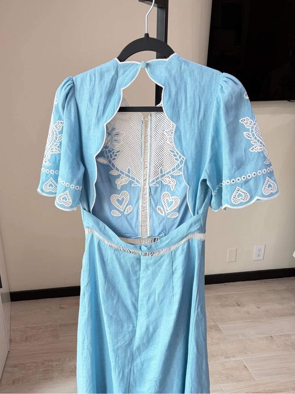 Farm Rio Light Blue Embroiderede Midi Dress - Picture 8 of 11